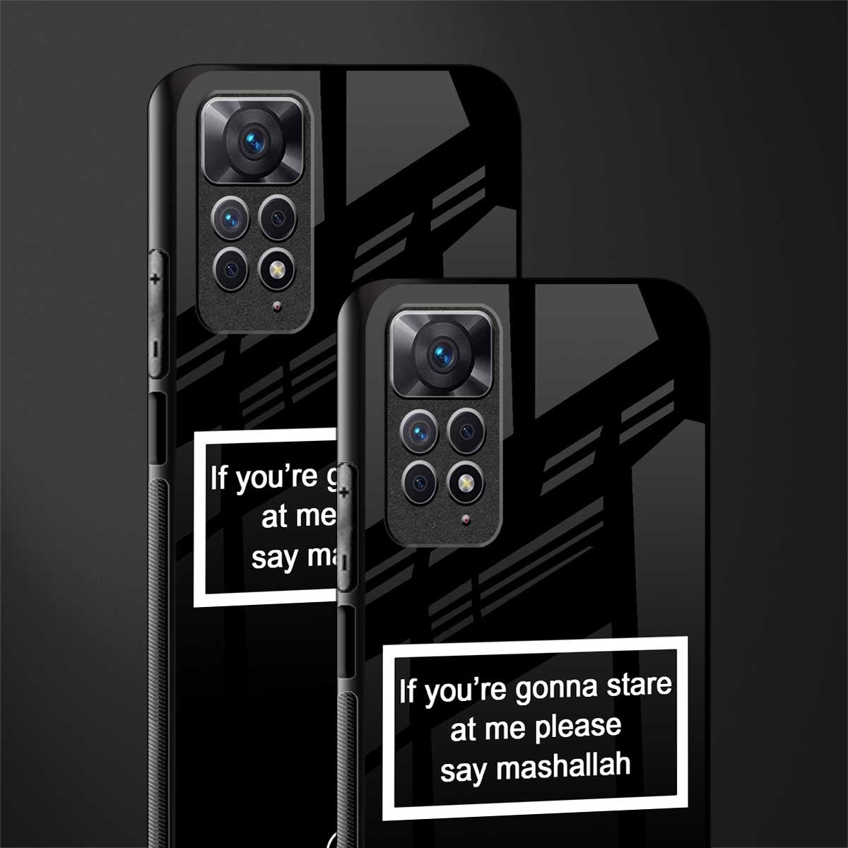 mashallah black edition back phone cover | glass case for redmi note 11 pro plus 4g/5g