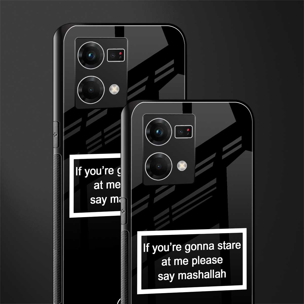 mashallah black edition back phone cover | glass case for oppo f21 pro 4g