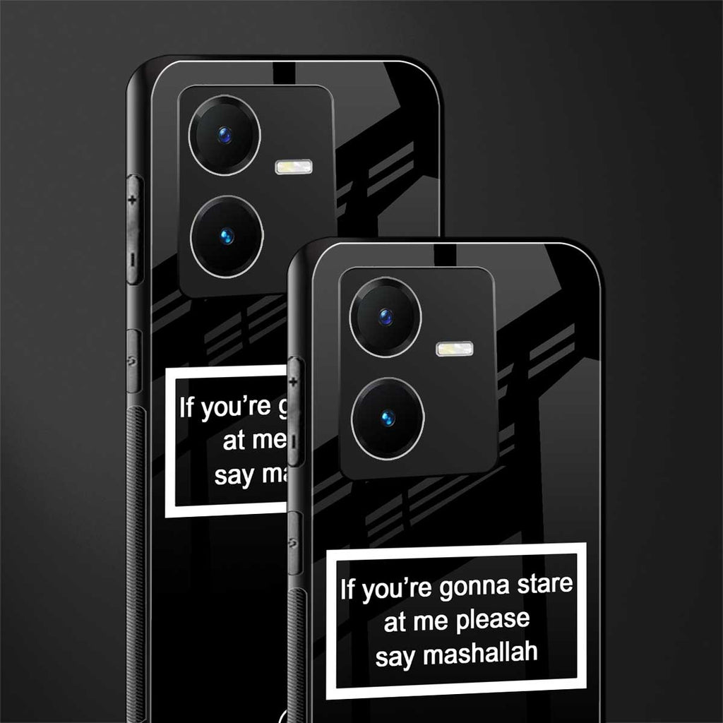mashallah black edition back phone cover | glass case for vivo y22