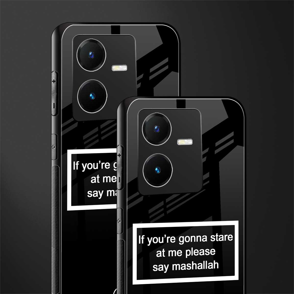 mashallah black edition back phone cover | glass case for vivo y22