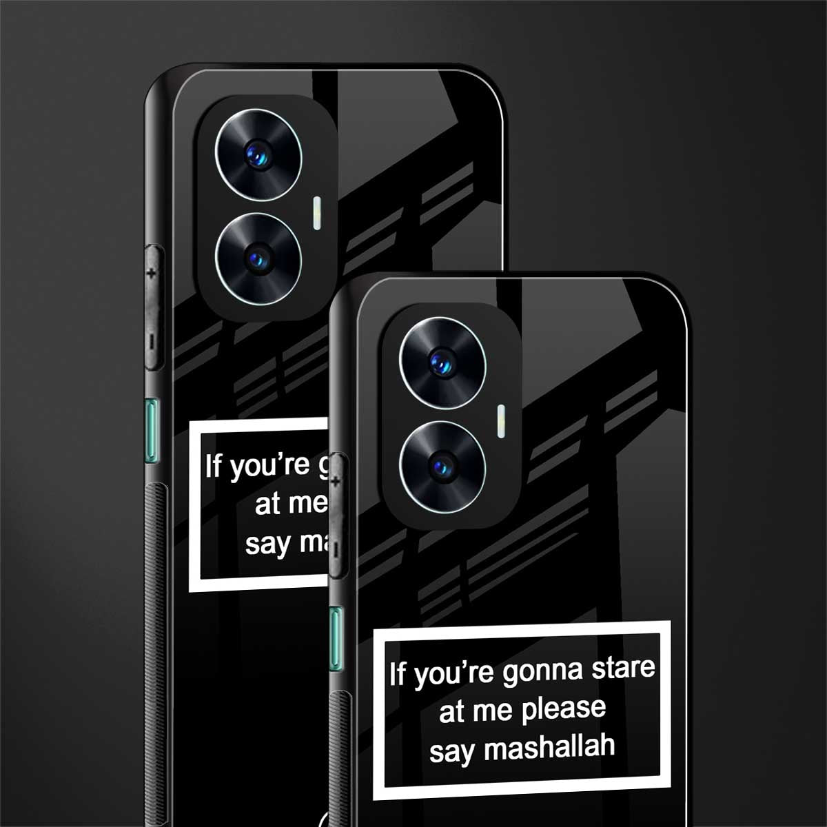 mashallah black edition back phone cover | glass case for realme c55