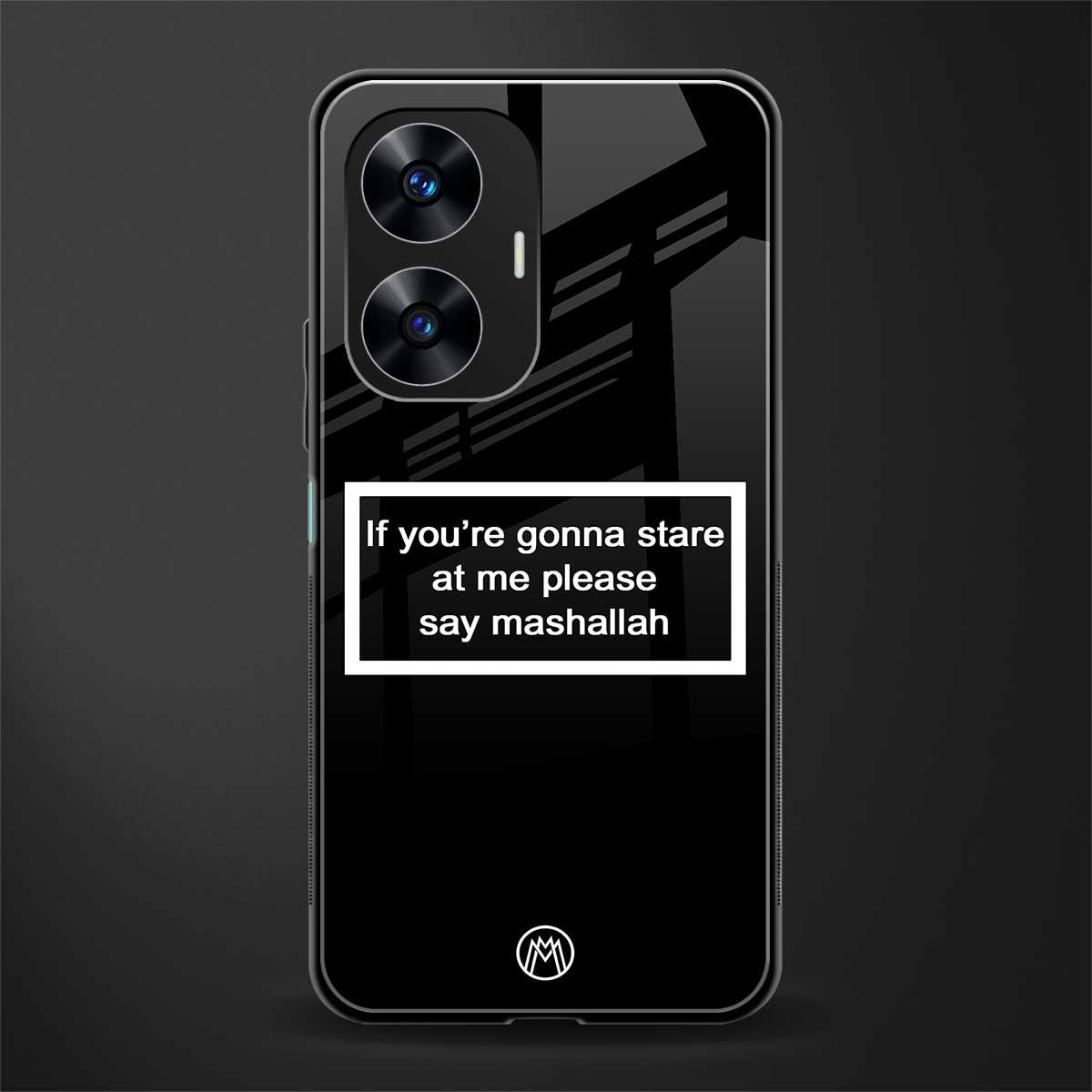 mashallah black edition back phone cover | glass case for realme c55