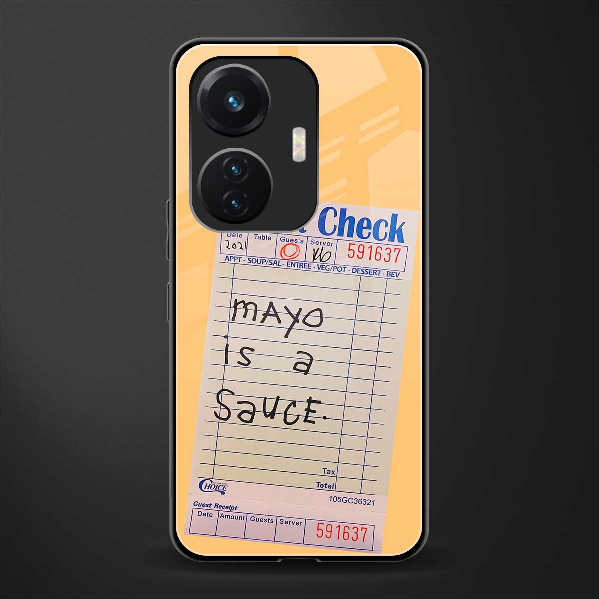 mayo is a sauce back phone cover | glass case for vivo t1 44w 4g