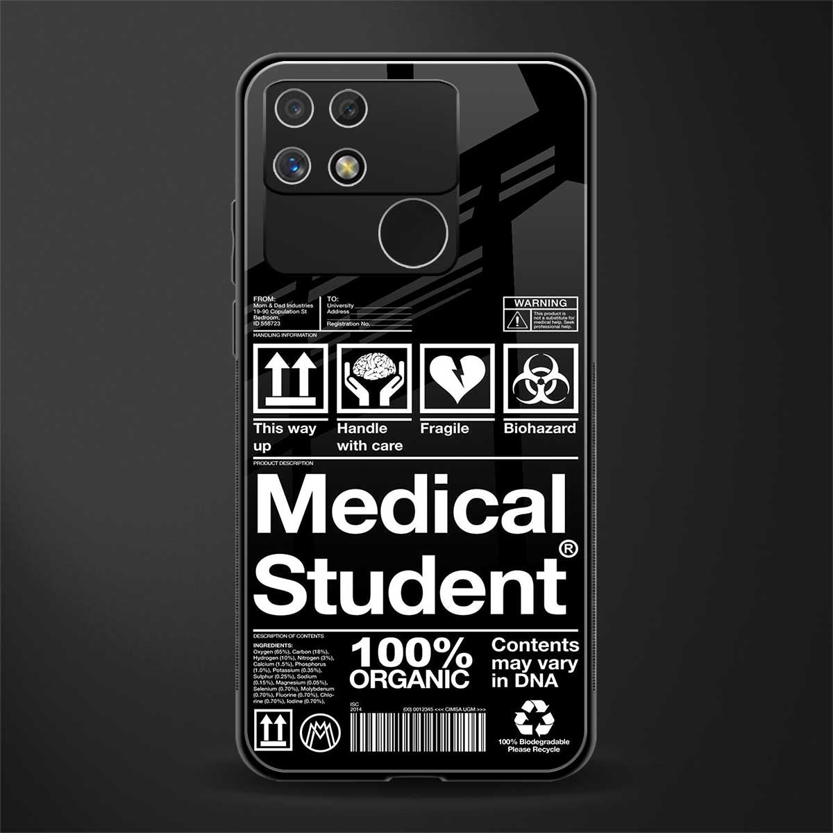 medical student back phone cover | glass case for realme narzo 50a