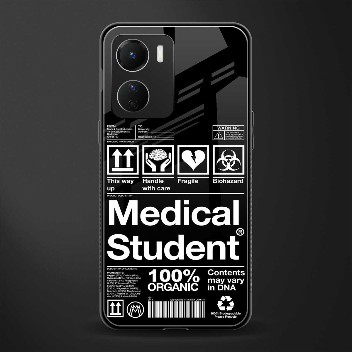 medical student back phone cover | glass case for vivo y16