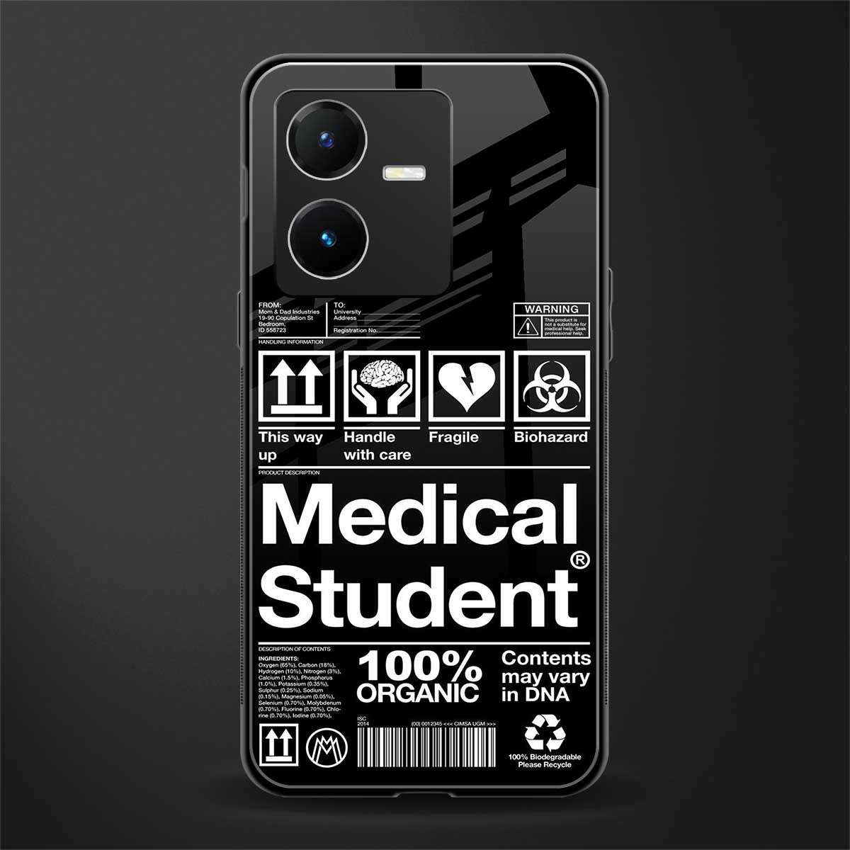 medical student back phone cover | glass case for vivo y22