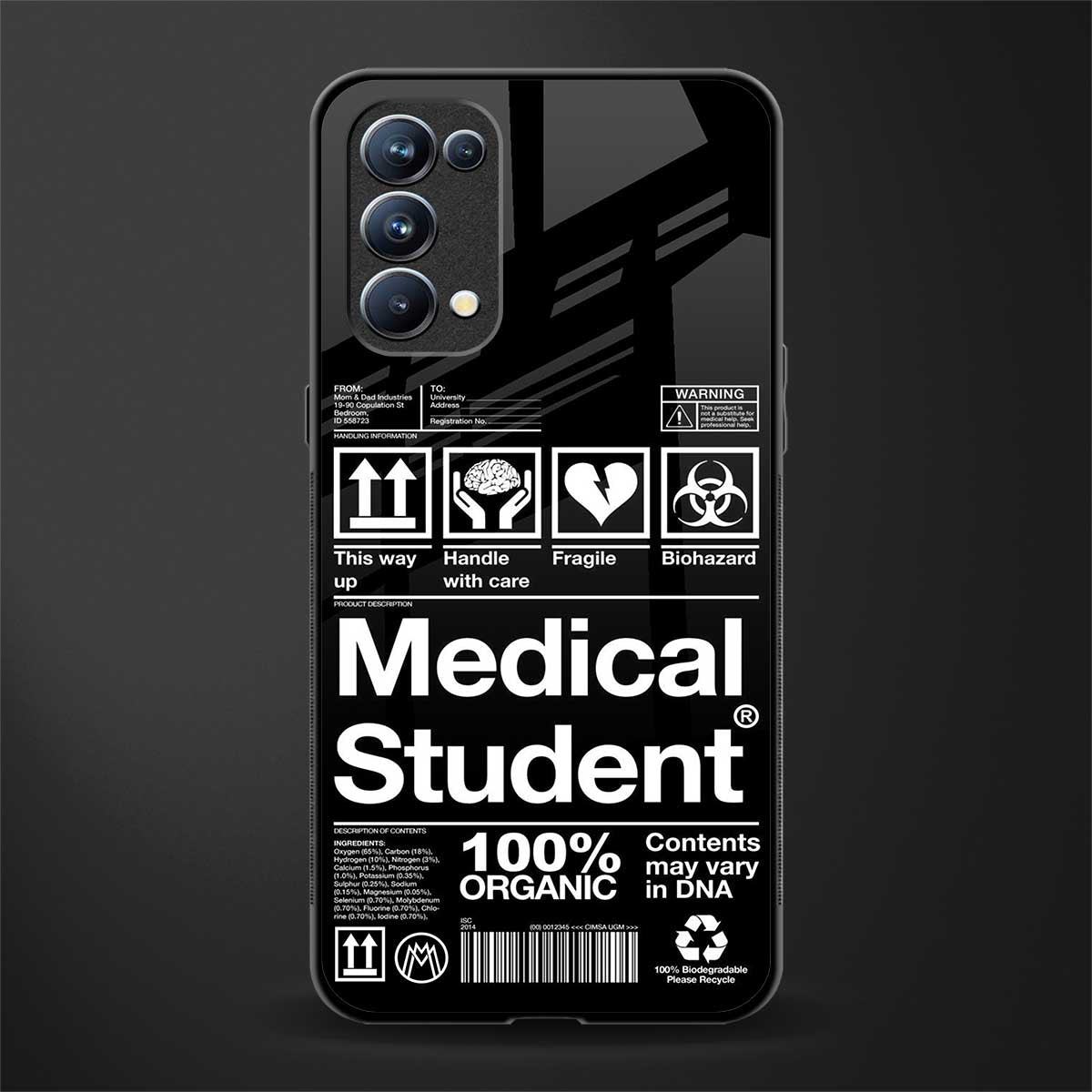 medical student back phone cover | glass case for oppo reno 5