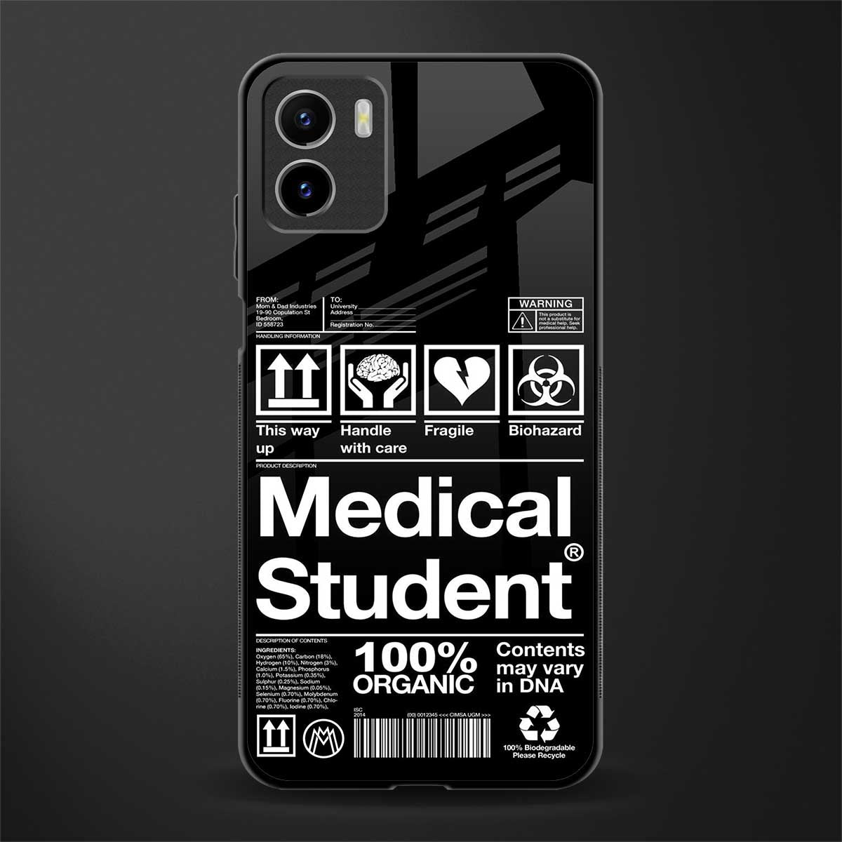 medical student back phone cover | glass case for vivo y72