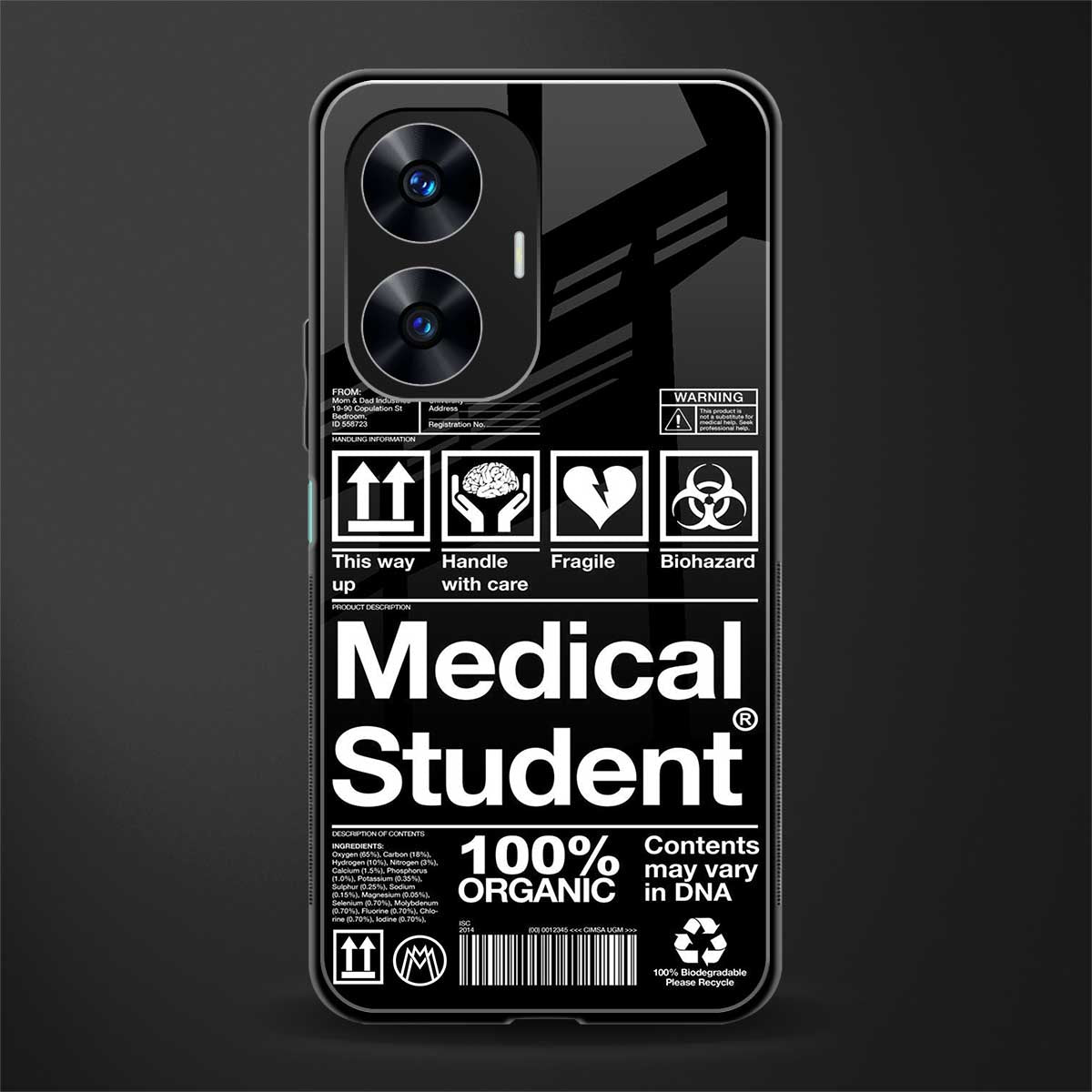 medical student back phone cover | glass case for realme c55