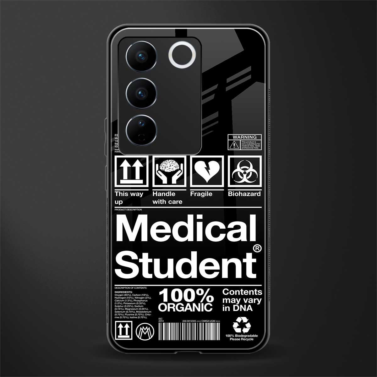 medical student back phone cover | glass case for vivo v27 pro 5g