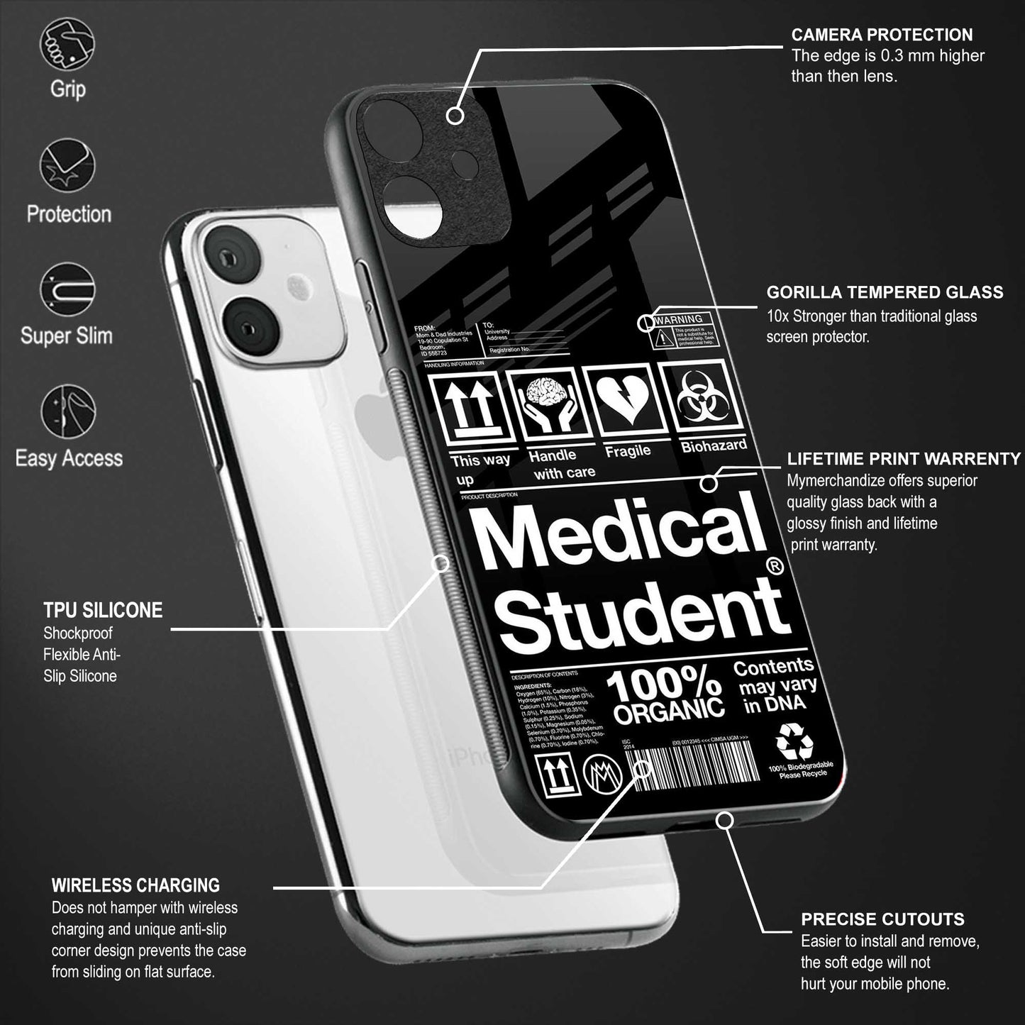medical student back phone cover | glass case for vivo v27 pro 5g