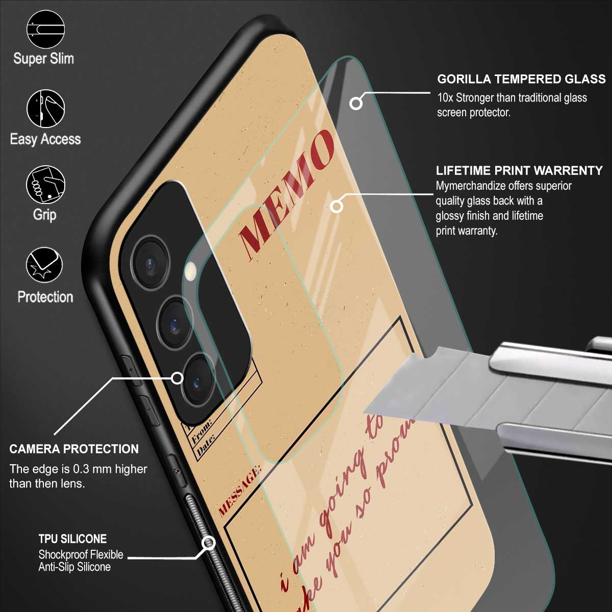 memo back phone cover | glass case for samsung galaxy s23 fe 5g