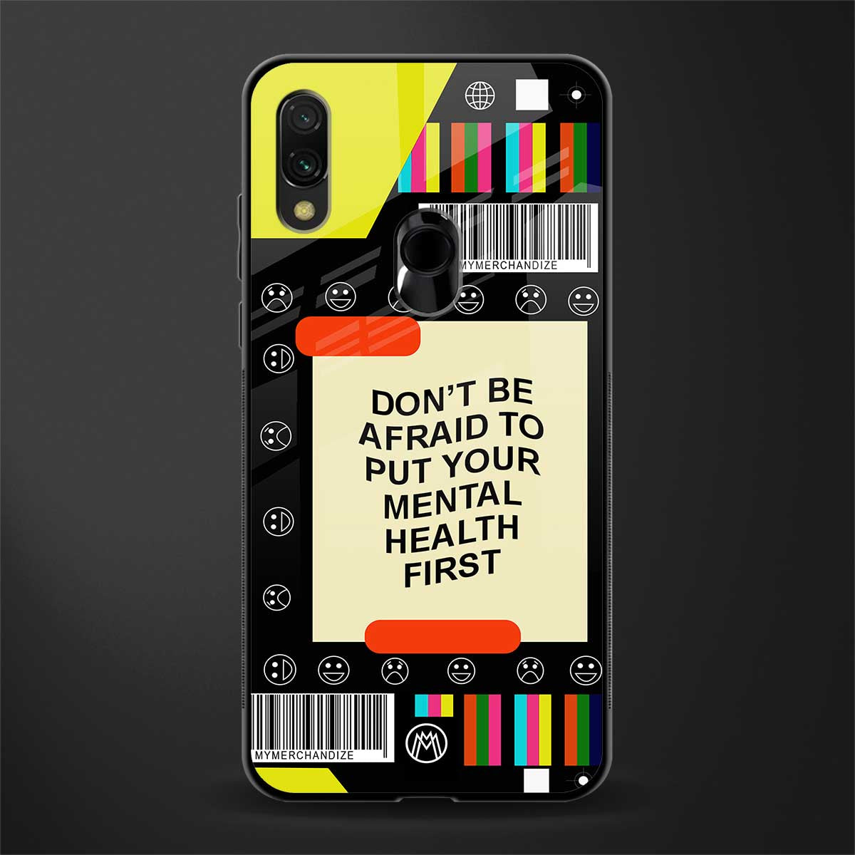 mental health glass case for redmi note 7 image