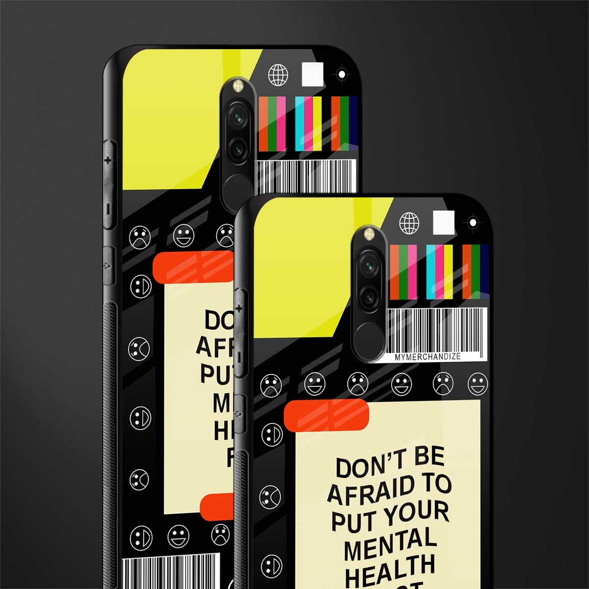 mental health glass case for redmi 8 image-2