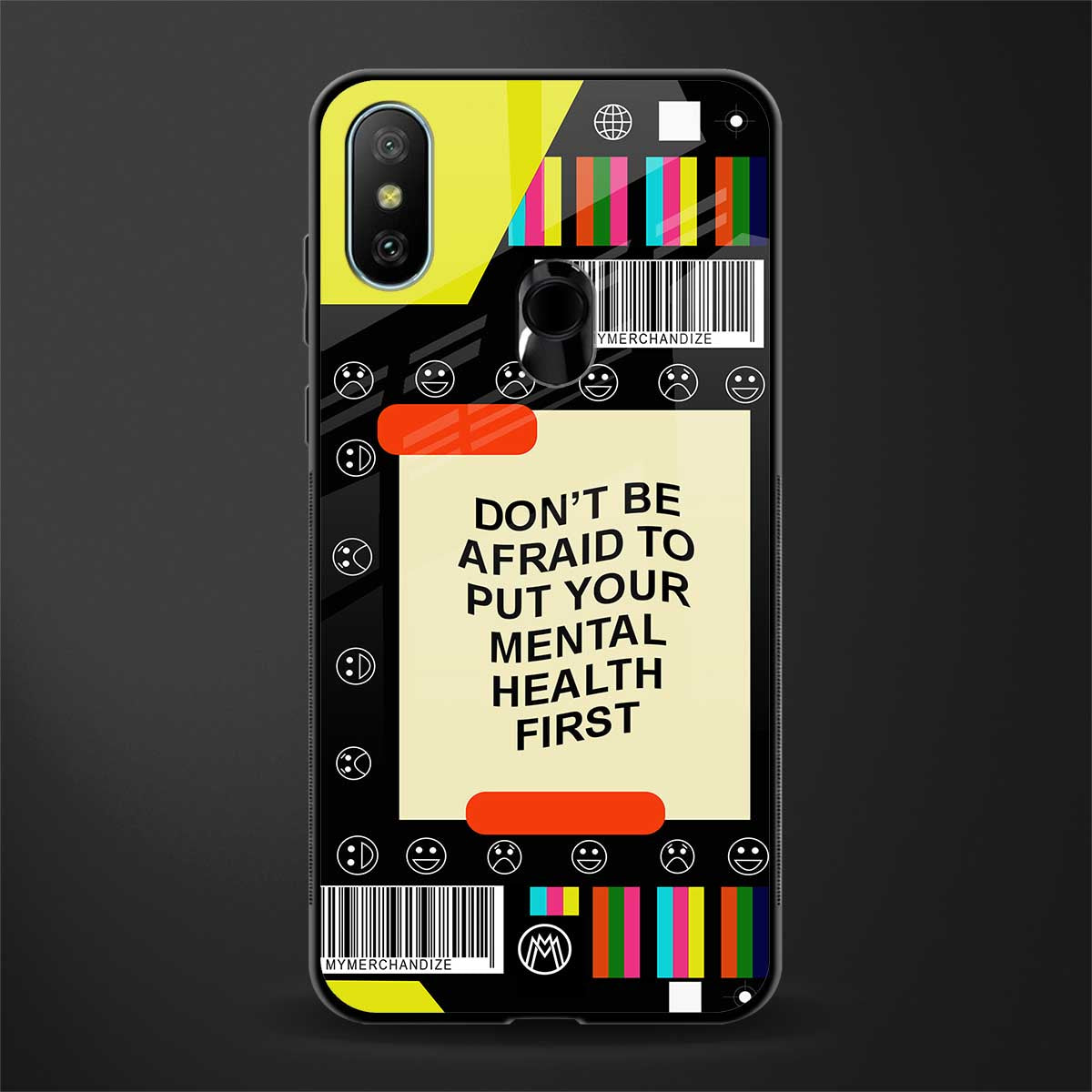 mental health glass case for redmi 6 pro image