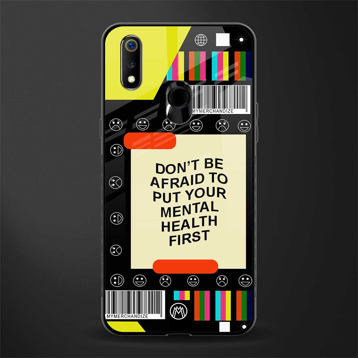 mental health glass case for realme 3 image