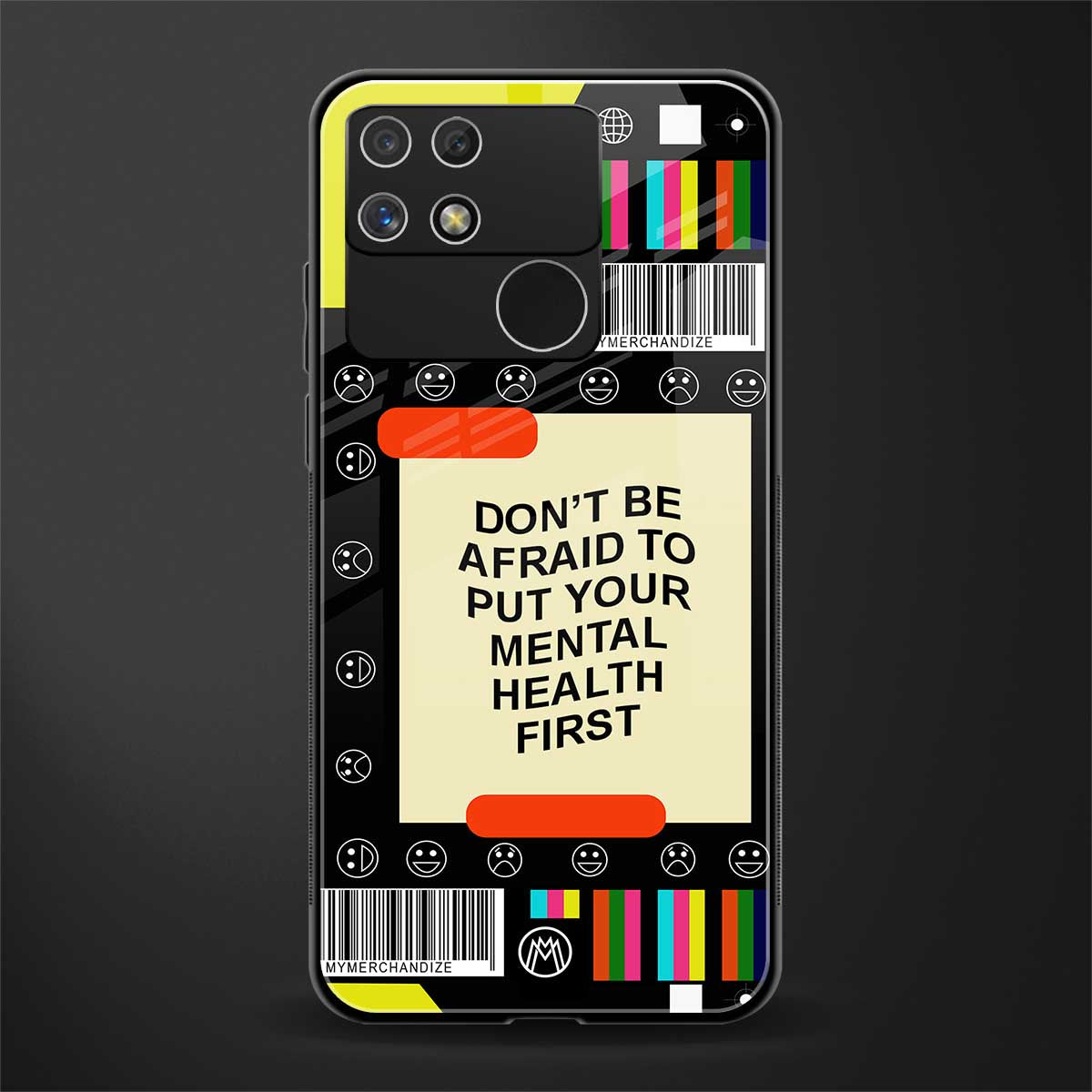 mental health back phone cover | glass case for realme narzo 50a