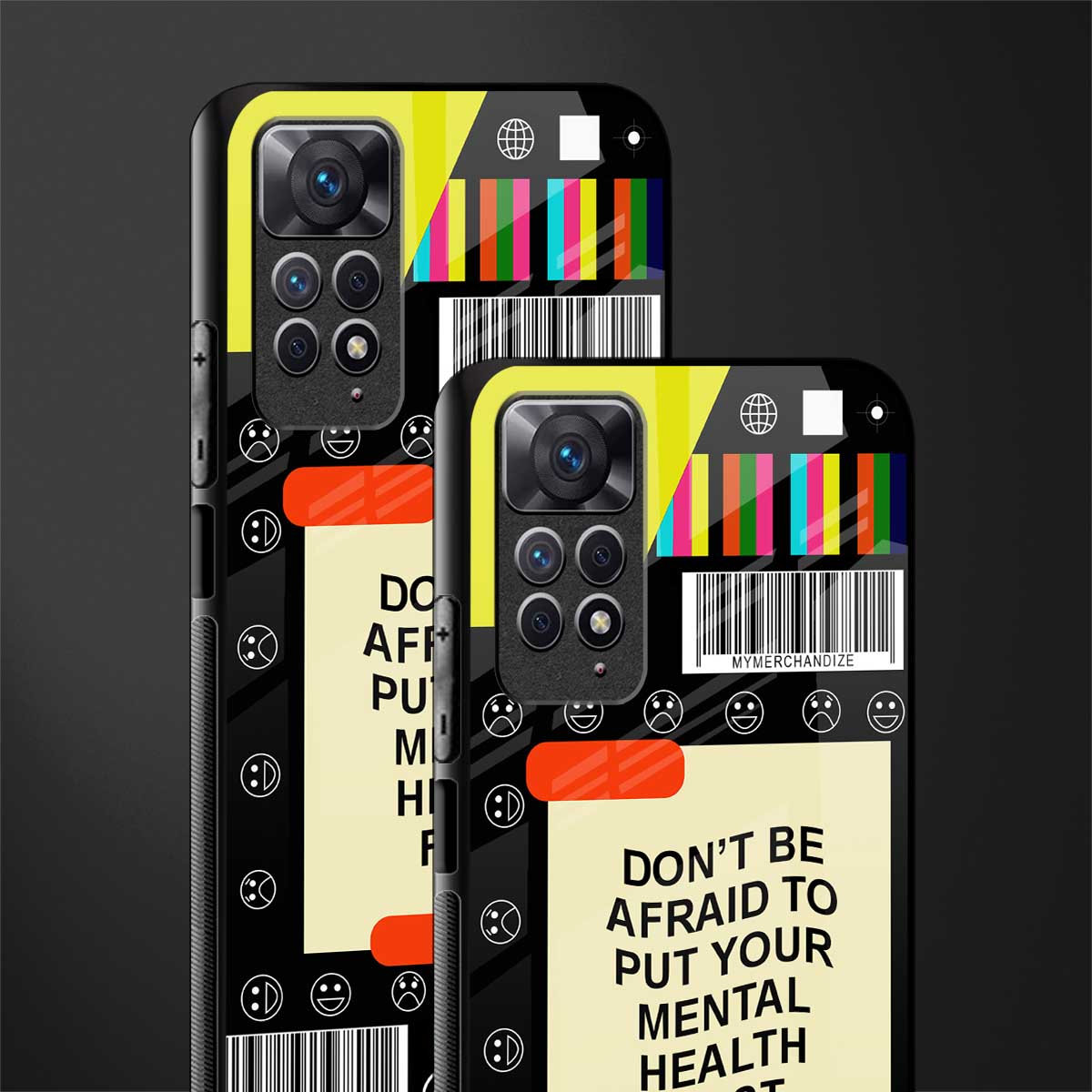 mental health back phone cover | glass case for redmi note 11 pro plus 4g/5g
