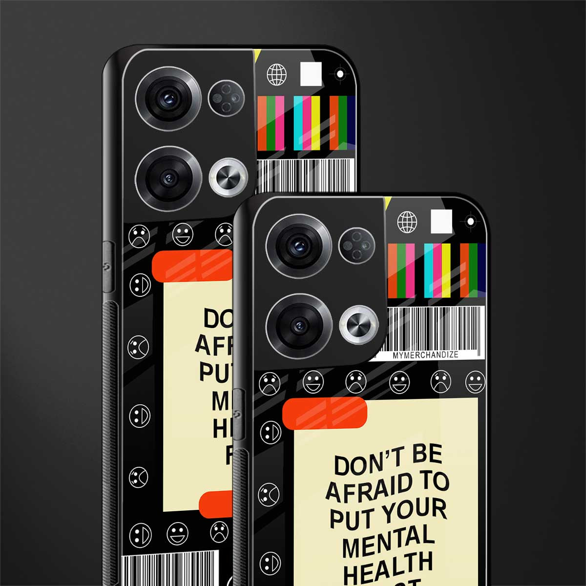 mental health back phone cover | glass case for oppo reno 8
