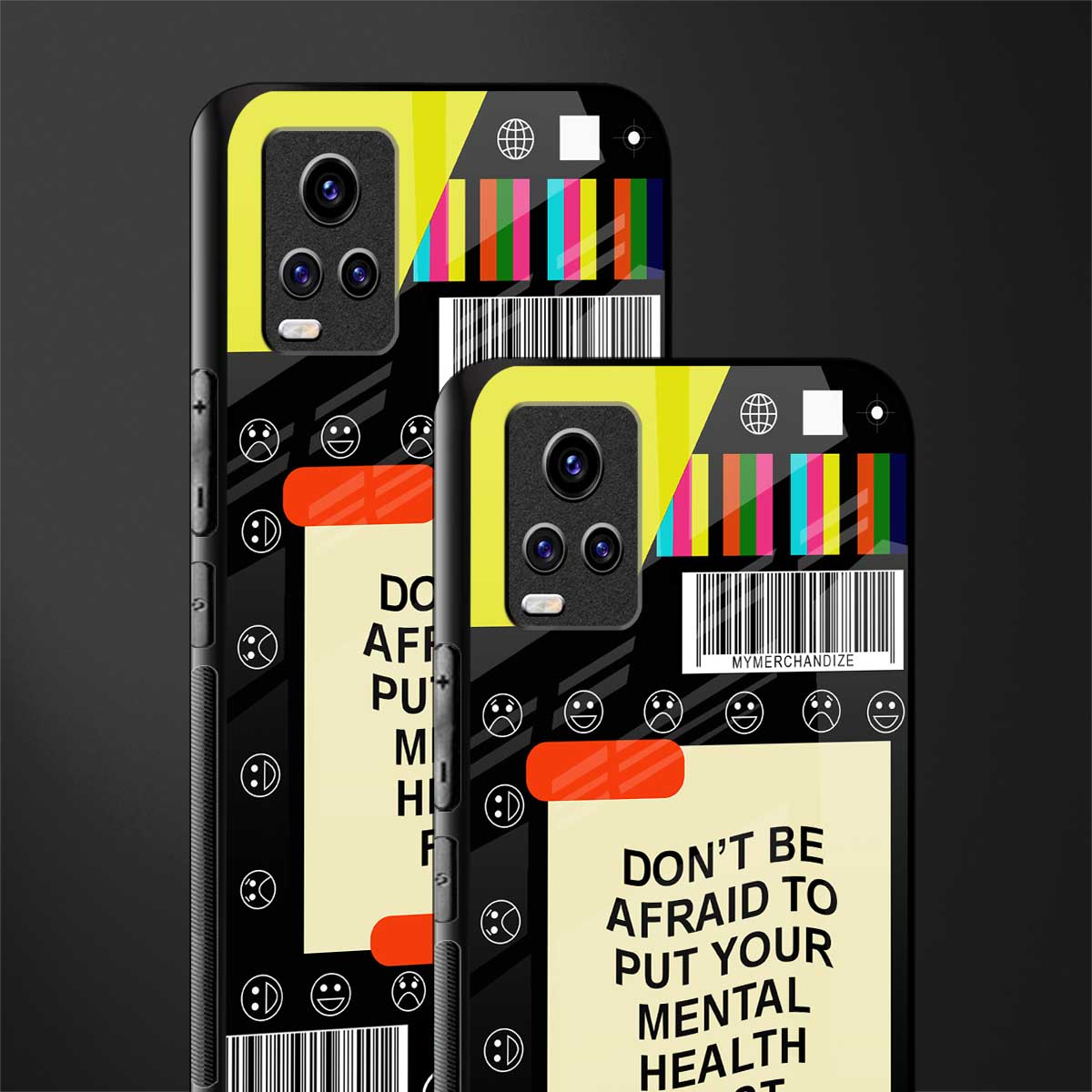mental health back phone cover | glass case for vivo v21e 4g