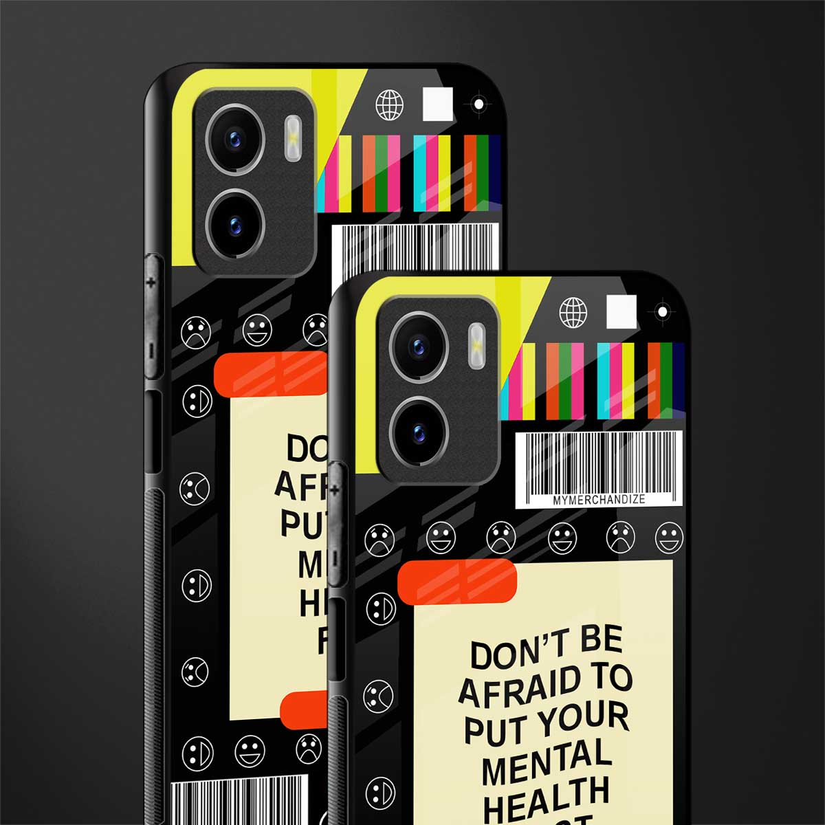 mental health back phone cover | glass case for vivo y72