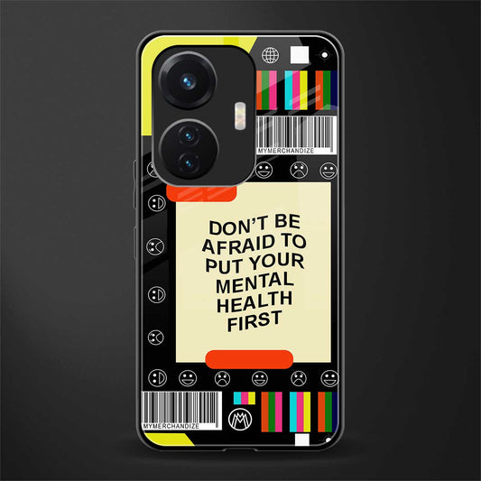 mental health back phone cover | glass case for vivo t1 44w 4g