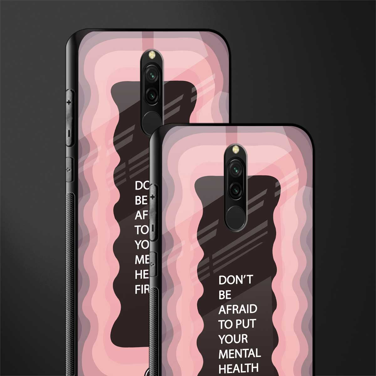 mental health first glass case for redmi 8