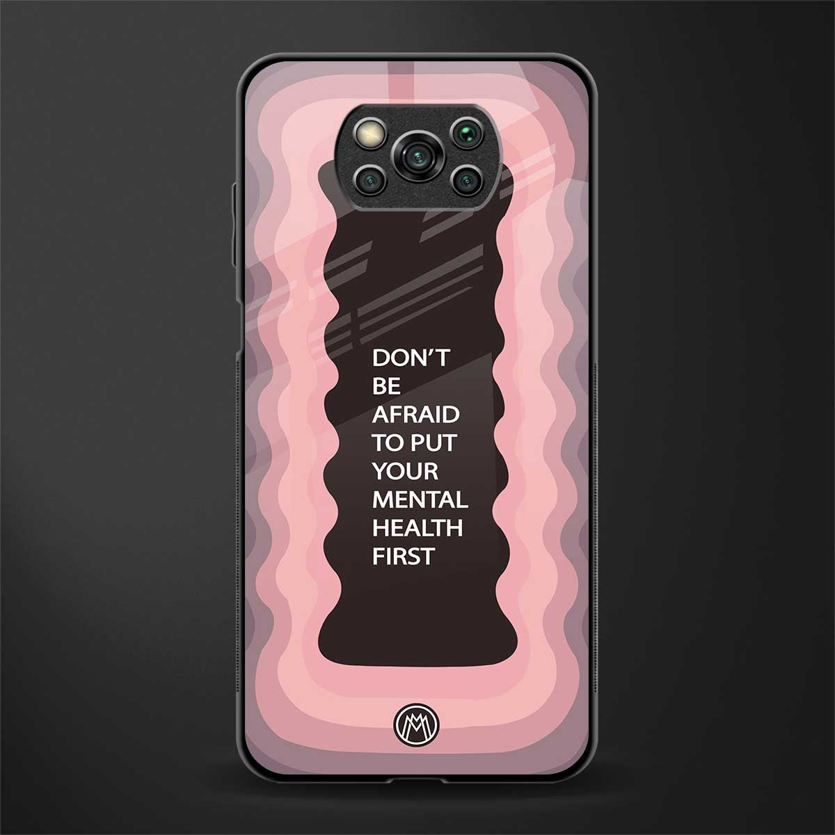mental health first glass case for poco x3