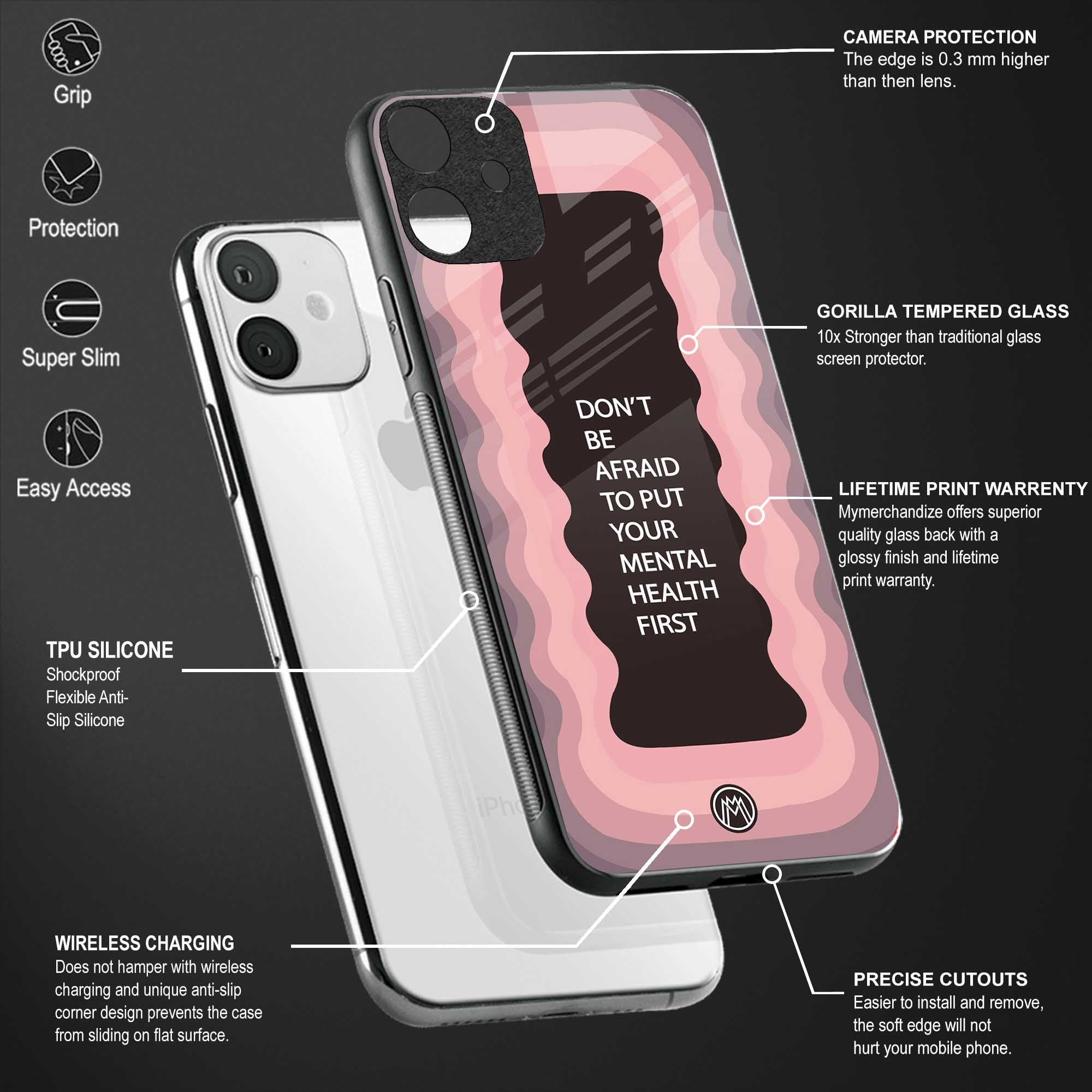 mental health first back phone cover | glass case for redmi note 11 pro plus 4g/5g