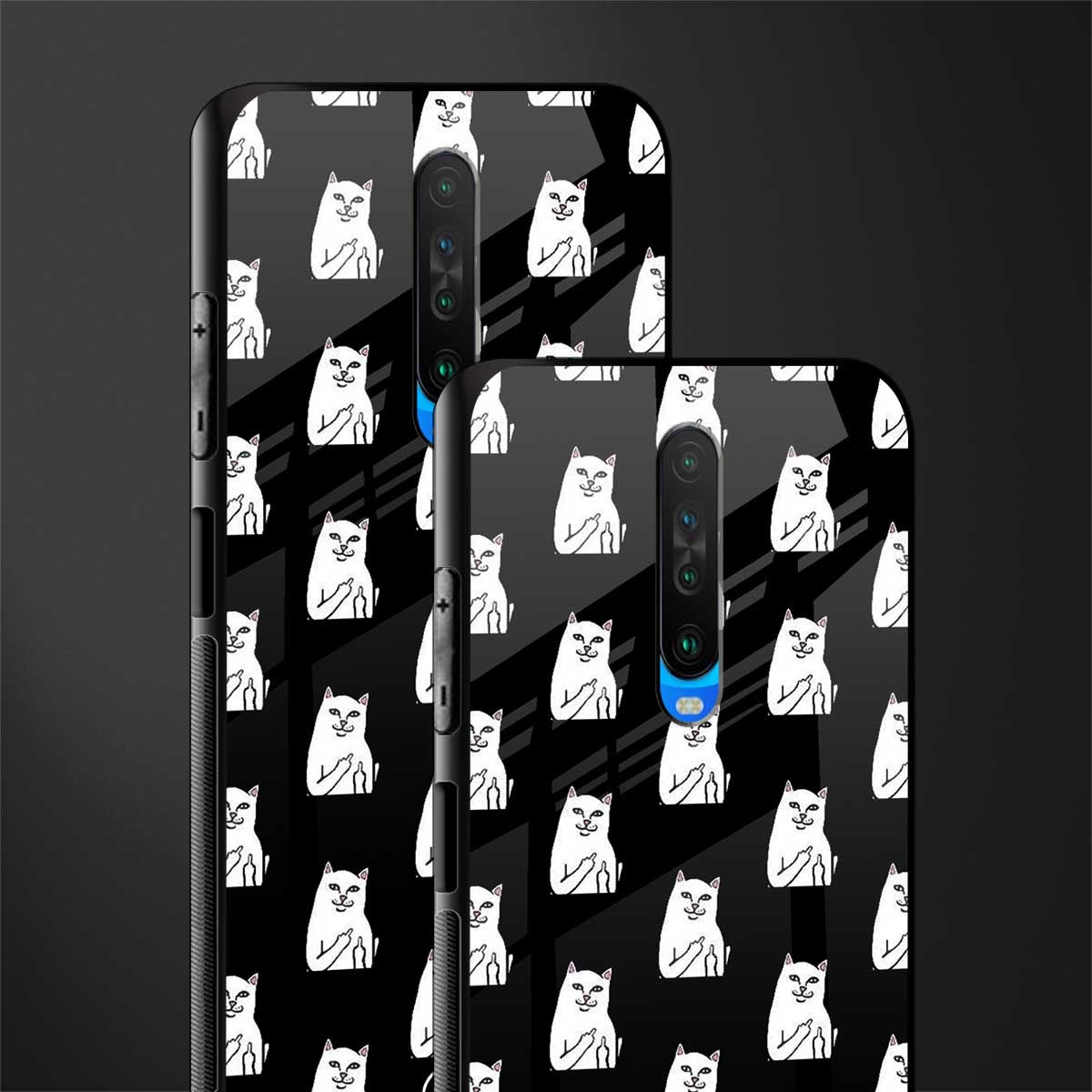 middle finger cat meme glass case for poco x2 image-2