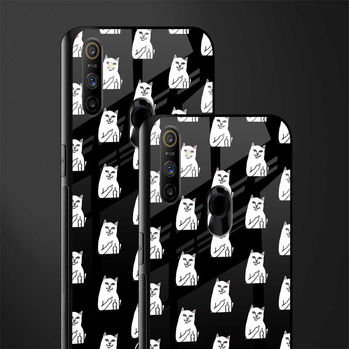middle finger cat meme glass case for realme narzo 10a image-2