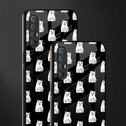 middle finger cat meme glass case for oppo reno 3 pro image-2