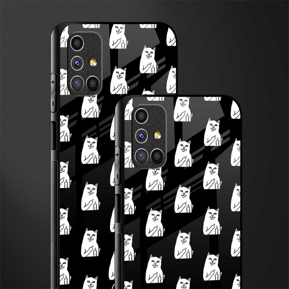 middle finger cat meme glass case for samsung galaxy m51 image-2