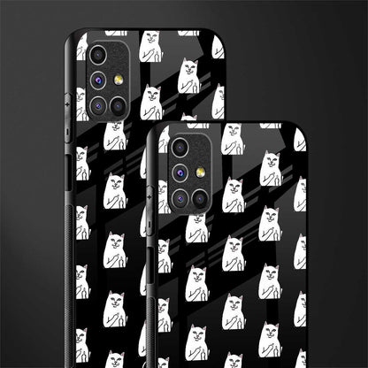 middle finger cat meme glass case for samsung galaxy m51 image-2