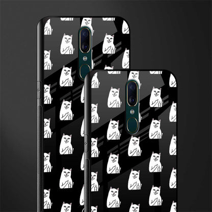 middle finger cat meme glass case for oppo a9 image-2