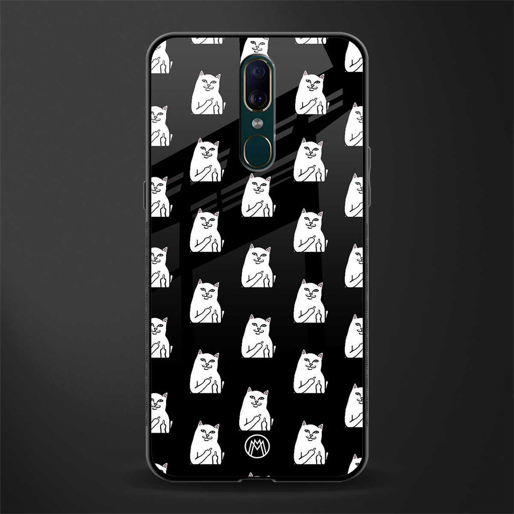 middle finger cat meme glass case for oppo a9 image