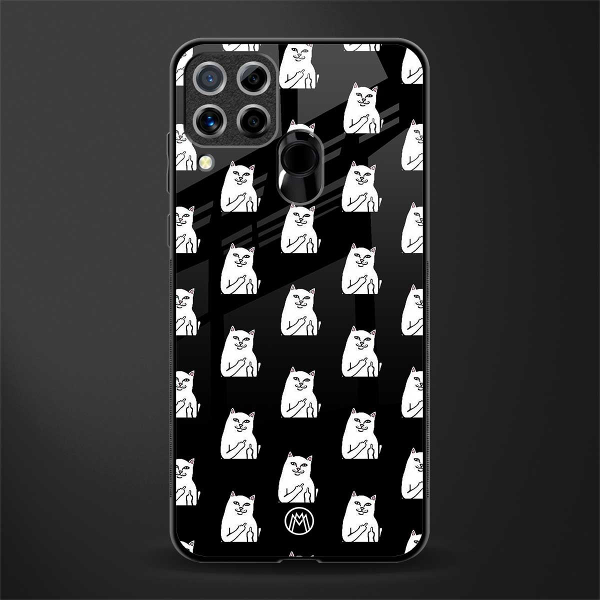 middle finger cat meme glass case for realme c15 image