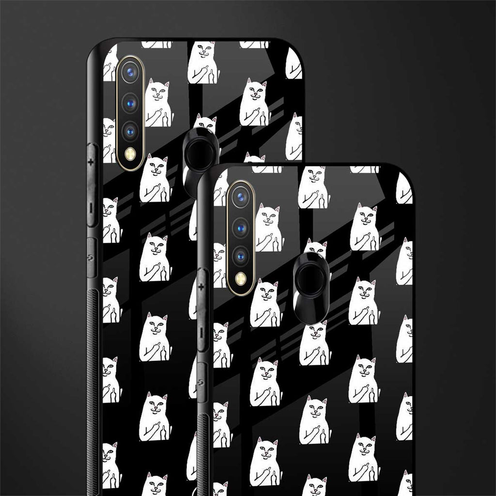 middle finger cat meme glass case for vivo u20 image-2