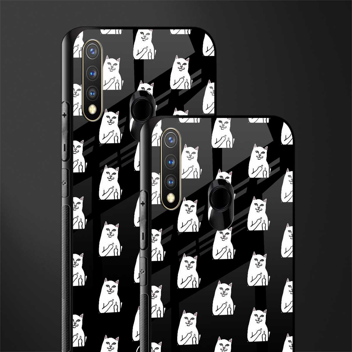 middle finger cat meme glass case for vivo y19 image-2