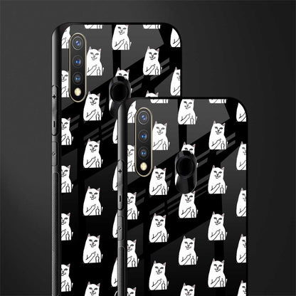middle finger cat meme glass case for vivo y19 image-2