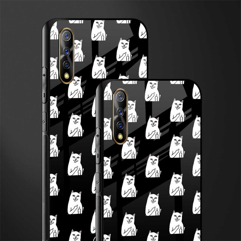 middle finger cat meme glass case for vivo s1 image-2