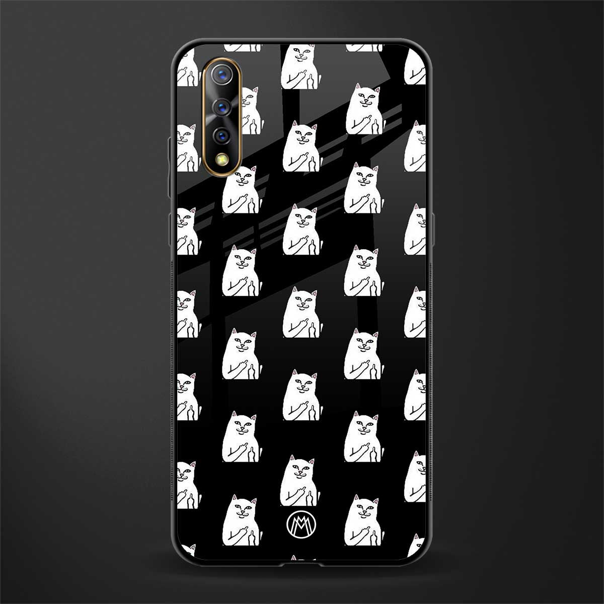 middle finger cat meme glass case for vivo s1 image