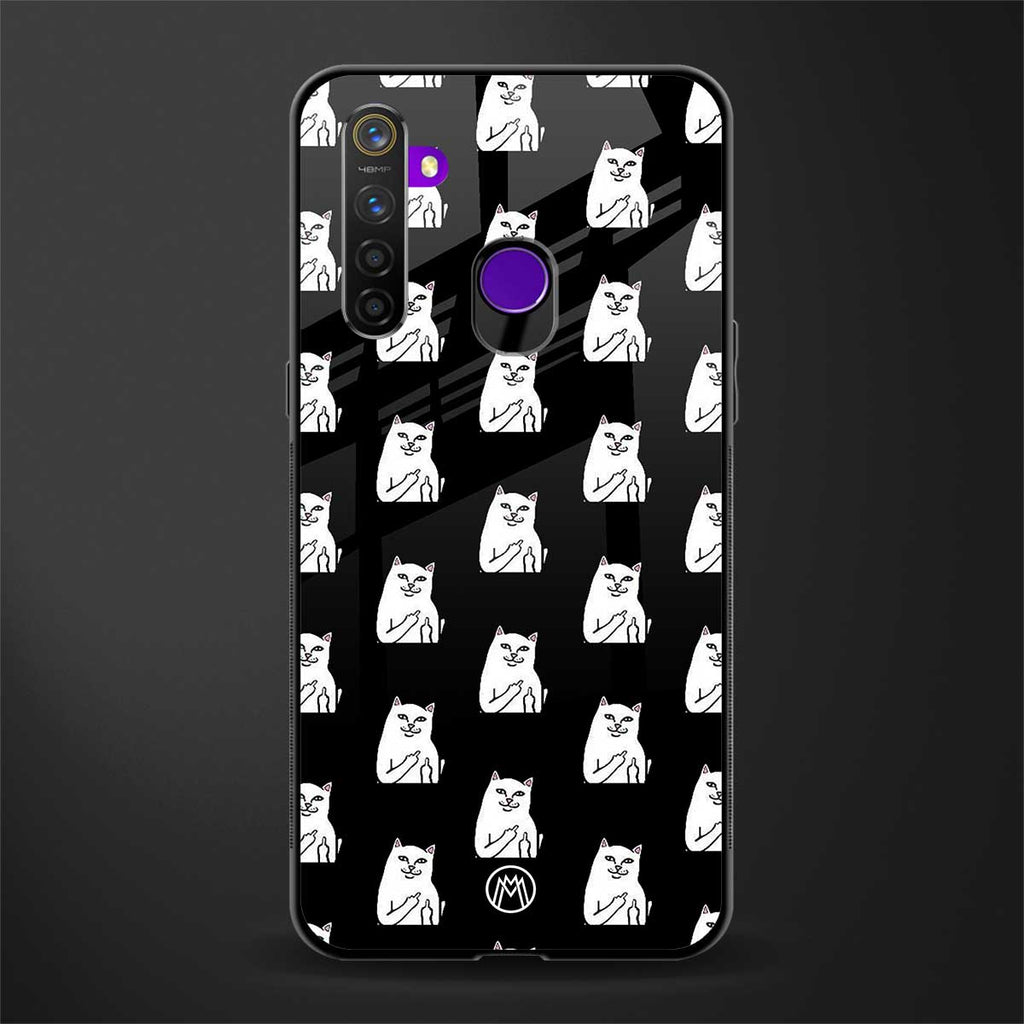 middle finger cat meme glass case for realme 5s image