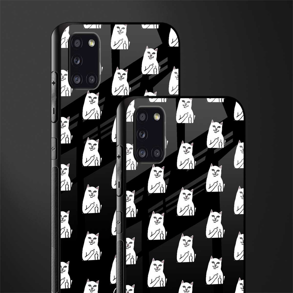 middle finger cat meme glass case for samsung galaxy a31 image-2