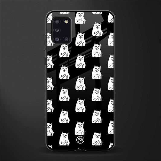 middle finger cat meme glass case for samsung galaxy a31 image