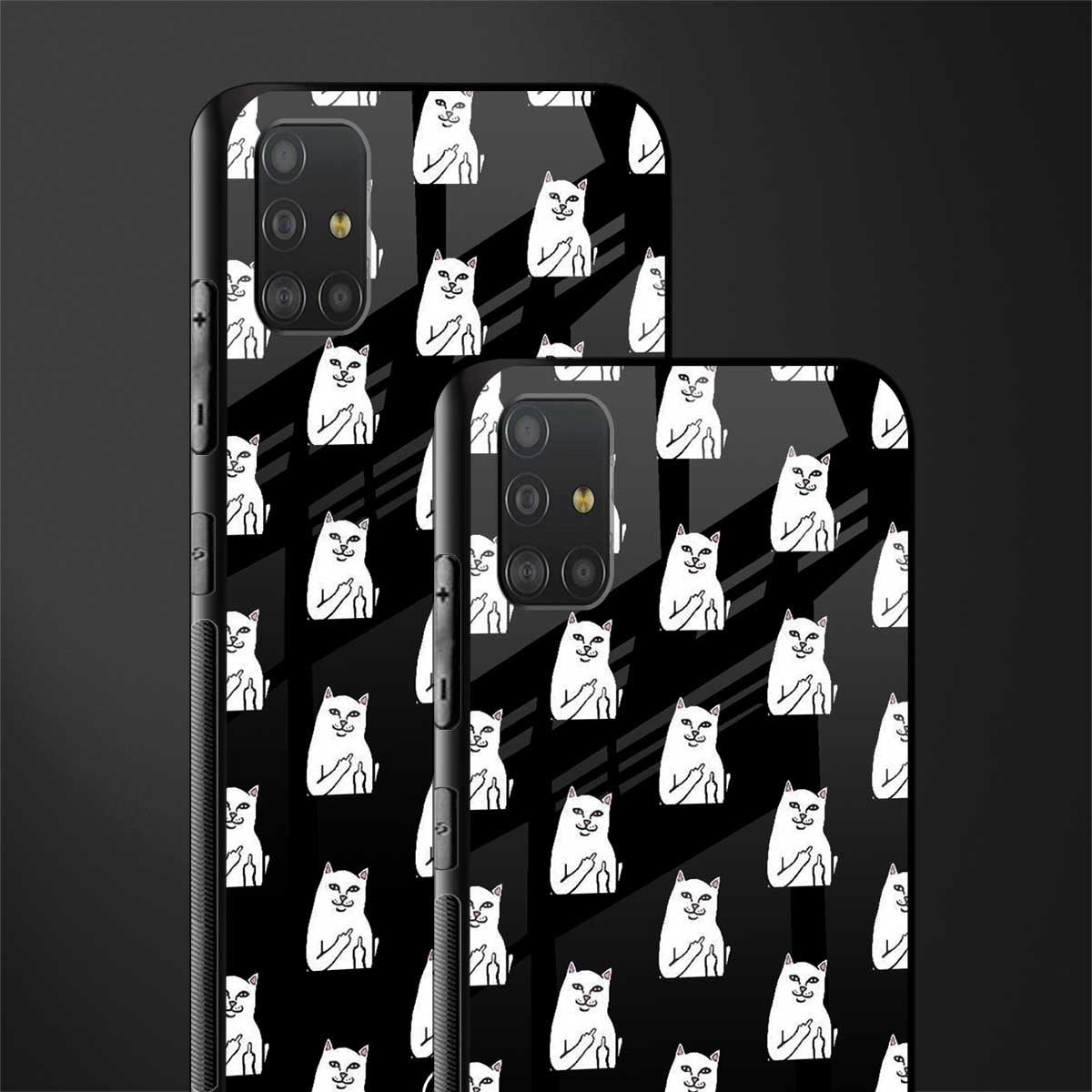 middle finger cat meme glass case for samsung galaxy a51 image-2
