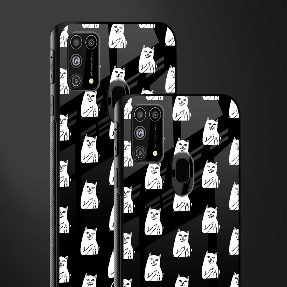 middle finger cat meme glass case for samsung galaxy m31 prime edition image-2
