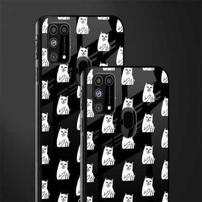 middle finger cat meme glass case for samsung galaxy m31 prime edition image-2