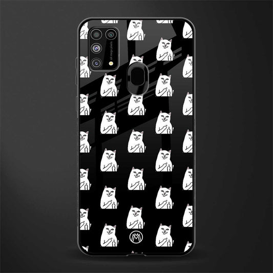 middle finger cat meme glass case for samsung galaxy m31 image