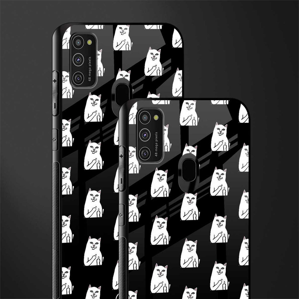 middle finger cat meme glass case for samsung galaxy m30s image-2